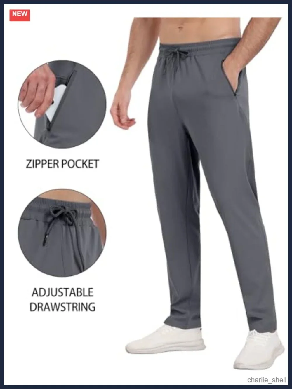 Mens Athletic Sweatpants 3 Pack with Zipper Pockets Joggers Gym Running